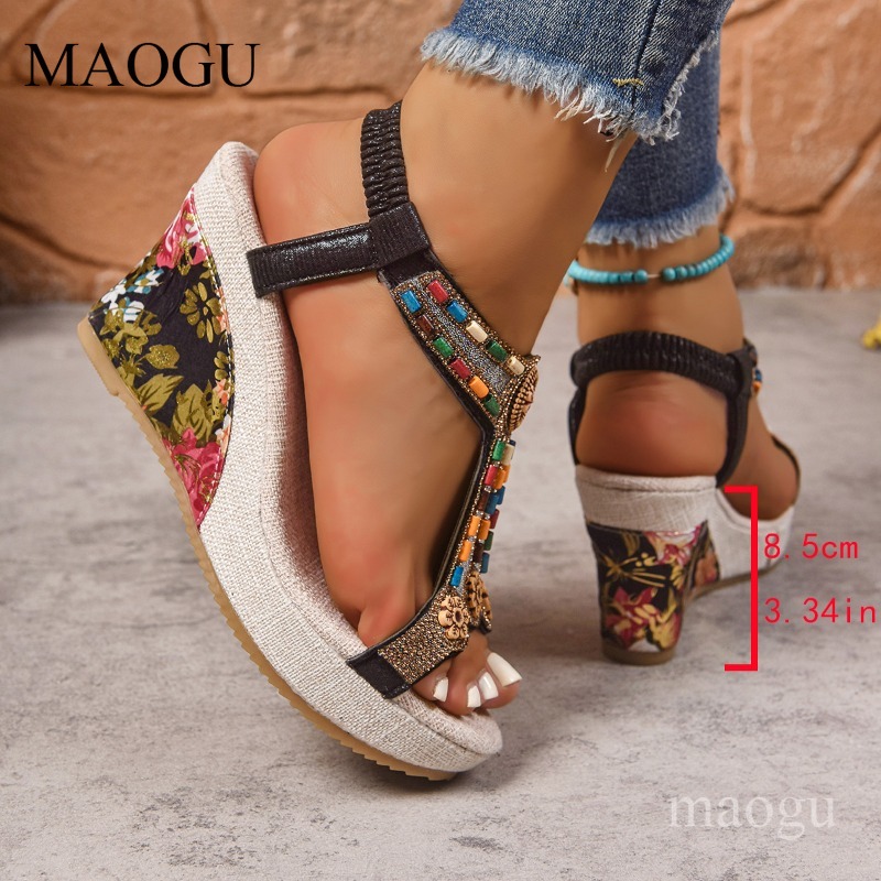 صنادل بوهو نسائية بكعب ويدج مز - مراجعة Ethnic Fashion For Women وسعره