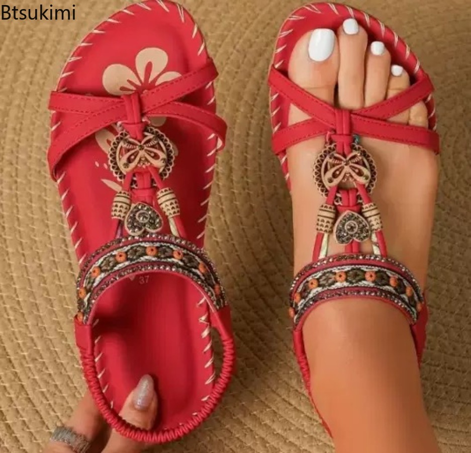 صنادل نسائية بوهيمية للشاطئ وا - مراجعة Ethnic Fashion For Women وسعره
