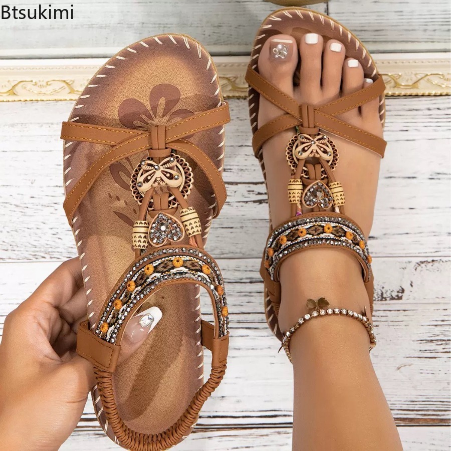 صنادل نسائية بوهيمية للشاطئ وا - مراجعة Ethnic Fashion For Women وسعره
