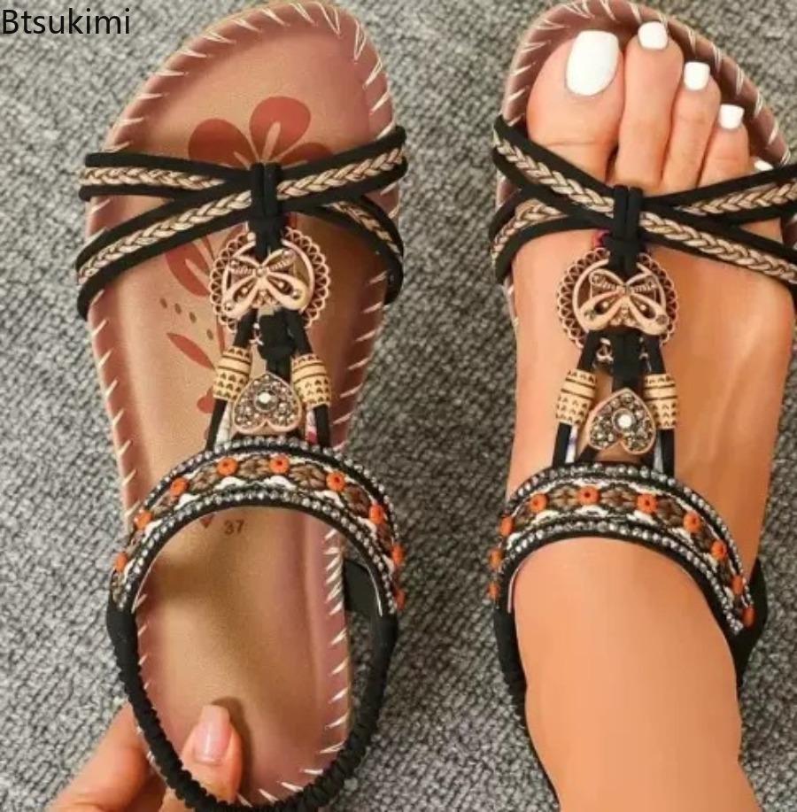 صنادل نسائية بوهيمية للشاطئ وا - مراجعة Ethnic Fashion For Women وسعره